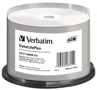 CD-R Verbatim DTL 700 MB 52x , printable , cakebox-50