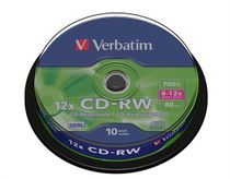 CD-RW 700MB, 8-10x, SERL, cake box, VERBATIM
