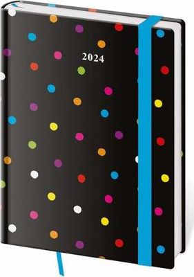 Diár Vario denný B6 12x16,5cm s gumičkou Dots 2024