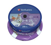 DVD+R 8,5 GB, 8x, dvojvrstvové "Double Layer)", široko potlačiteľné, cake box, "no-ID"