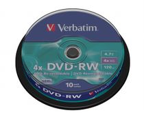 DVD-RW 4,7 GB, 4x, cake box, VERBATIM