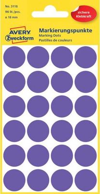 Etikety kruhové 18mm Avery fialové