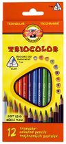 Farebné ceruzky, sada, trojhranné, KOH-I-NOOR "Triocolor 3132/12", 12 rôznych farieb