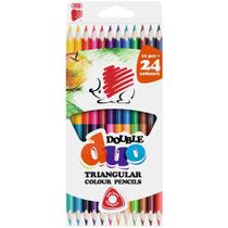 Farebné ceruzky, s 2 hrotmi, trojuholníký tvar, ICO "Ježko, 12 rôznych farieb