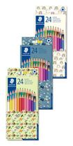 Farebné ceruzky, sada, šesťhranné, balenie rôznych vzorov, STAEDTLER "Pattern Mix", 24 rôznych farieb