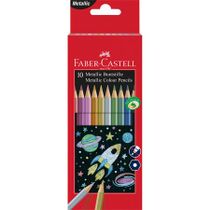 Farebné ceruzky, sada, šesťhranné, FABER-CASTELL, 10 rôznych metalických farieb