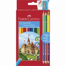 Farebné ceruzky, sada, šesťhranné, FABER-CASTELL, 12 rôznych farieb + 3 ks bicolor ceruziek