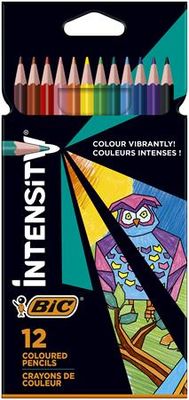 Farebné ceruzky, sada, trojhranné, BIC "Intensity Up", 12 rôznych farieb