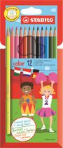 Farebné ceruzky, šesťhranné, STABILO "Color", 12 rôznych farieb