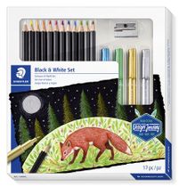 Farebné ceruzky, šesťhranné, STAEDTLER "Design Journey Black and White", 12 rôznych farieb
