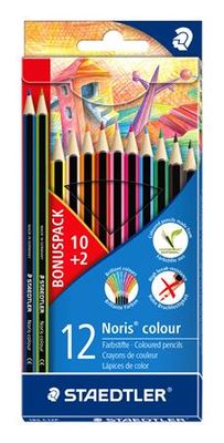 Farebné ceruzky, šesťhranné, STAEDTLER "Noris Colour", 10+2 rôznych farieb