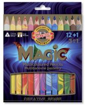 Farebné ceruzky, trojhranné, KOH-I-NOOR "Magic 3408", 12+1 rôznych farieb