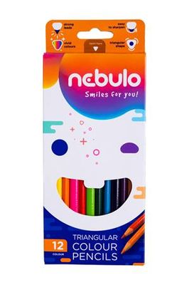 Farebné ceruzky, trojhranný tvar, NEBULO, 12 rôznych farieb