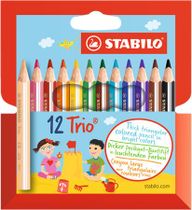 Farebné ceruzky, trojuholníkové, STABILO "Trio", 12 rôznych farieb