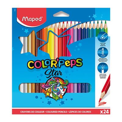 Farebné ceruzky, trojuholníkový tvar, MAPED "Color`Peps", 24 rôznych farieb