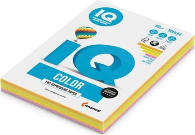 Farebný papier IQ color 4x50 mix neónové farby, A4 80g