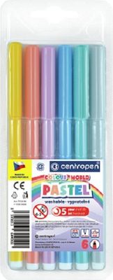 Fxky pastelové Centropen 7550 vyprateľné (6 ks)
