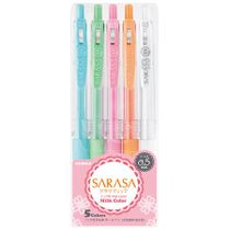 Gélové pero, sada, 0,33 mm, stláčací mechanizmus, ZEBRA "Sarasa Clip Milk", mix 5 pastelových farieb