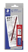 Grafitová ceruzka, sada, šesťhranná, so strúhadlom a gumou, STAEDTLER "Tradition", 6 rôznych tvrdostí