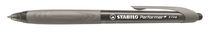 Guličkové pero, 0,38 mm, tlačidlový systém, sivé telo, STABILO "Performer+", čierne