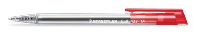 Guličkové pero, 0,5 mm, tlačidlový systém ovládania, STAEDTLER "Ball 423 M", červená