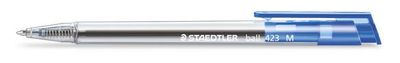 Guličkové pero, 0,5 mm, tlačidlový systém ovládania, STAEDTLER "Ball 423 M", modrá