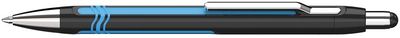 Guličkové pero, 0,7mm, tlačidlový systém ovládania, telo pera: čierne-modré, SCHNEIDER, "Epsilon", modré