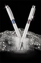Guličkové pero, Crystals from SWAROVSKI®, biele, so zafírovo modrými kryštálmi v strede tela, 14cm