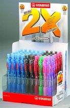 Guličkové pero, displej, 0,4 mm, tlačidlový systém ovládania, STABILO "Marathon", mix farieb