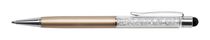Guličkové pero, dotykové, s kryštálom SWAROVSKI®, s bielymi kryštálmi, 14 cm, ART CRYSTELLA, zlaté