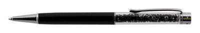 Guličkové pero, s kryštálom SWAROVSKI®, s hematítivými kryštálmi, 14 cm, ART CRYSTELLA, čierne
