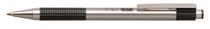 Guľôčkové pero, 0,24 mm, stláčací mechanizmus, nehrdzavejúca oceľ, čierna farba tela, ZEBRA "F301", modrá