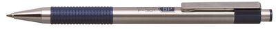 Guľôčkové pero, 0,24 mm, stláčací mechanizmus, nehrdzavejúca oceľ, modrá farba tela, ZEBRA "F301", modrá