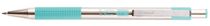 Guľôčkové pero, 0,24 mm, stláčací mechanizmus, nerezová oceľ, farba tela: pastelová zelená, ZEBRA "F-301", modré