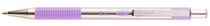 Guľôčkové pero, 0,24 mm, stláčací mechanizmus, nerezová oceľ, farba tela: pastelová fialová, ZEBRA "F-301", modré
