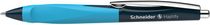 Guľôčkové pero, 0,5 mm, stláčací mechanizmus, farba tela pera: tmavomodrá-cyan, SCHNEIDER "Haptify", modrá