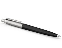 Guľôčkové pero, 0,7 mm, strieborný klip, čierne telo pera, PARKER, "Royal Jotter Originals", modré