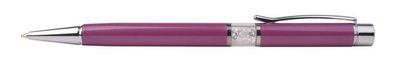 Guľôčkové pero, Crystals from SWAROVSKI®, fialové, v strede plnené 14 cm bielymi krištáľmi
