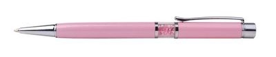 Guľôčkové pero, Crystals from SWAROVSKI®, ružové, v strede plnené 14 cm ružovými kriľtáľmi