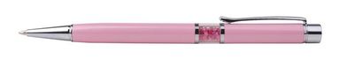 Guľôčkové pero, Crystals from SWAROVSKI®, ružové, v strede plnené 14 cm pink kriľtáľmi