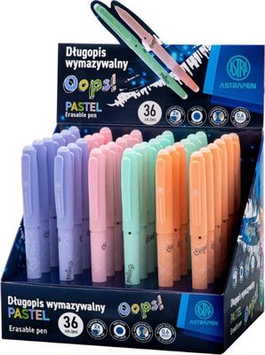 Gumovateľné pero OOPS! Pastel, 0,6mm, modré, dve gumy, stojan, mix farieb, 201022003
