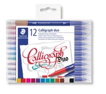 Kaligrafický popisovač, sada, 2,0/3,5 mm, obojstranný, STAEDTLER "Calligraph Duo", 12 farieb