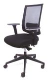 Kancelárska stolička, čierne čalúnenie, sieťované operadlo, čierny podstavec, MaYAH 
