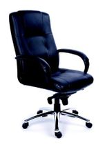 Kancelárska stolička, hojdací mechanizmus, čierna koža, chrómový podstavec, MaYAH "Enterprise"