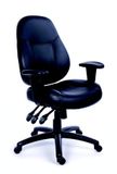 Kancelárska stolička, nastaviteľné opierky, čierna bonded koža, čierny podstavec, MaYAH 