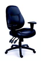 Kancelárska stolička, nastaviteľné opierky, čierna bonded koža, čierny podstavec, MaYAH "Champion"