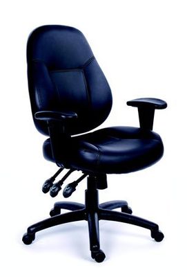 Kancelárska stolička, nastaviteľné opierky, čierna bonded koža, čierny podstavec, MaYAH "Champion"