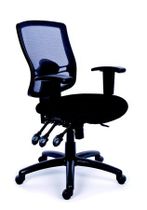 Kancelárska stolička, nastaviteľné opierky, čierne čalúnenie, sieťové operadlo, chrómový podstavec, MaYAH "Creative"