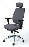 Kancelárska stolička, nastaviteľné opierky rúk, sivý poťah, hliníkový podstavec, MAYAH 