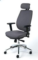 Kancelárska stolička, nastaviteľné opierky rúk, sivý poťah, hliníkový podstavec, MAYAH "Grace"